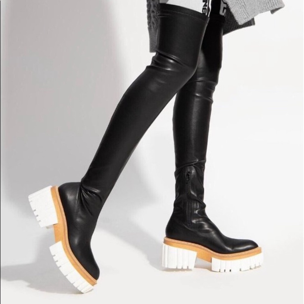STELLA MCCARTNEY Emilie High Boots Black Faux
Leather Over Knee